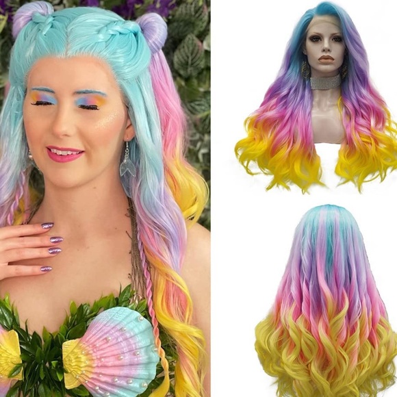 - 🦄 CANDY DREAMS 24” BABY RAINBOW 🌈 LACEFRONT WIG - Picture 2 of 5